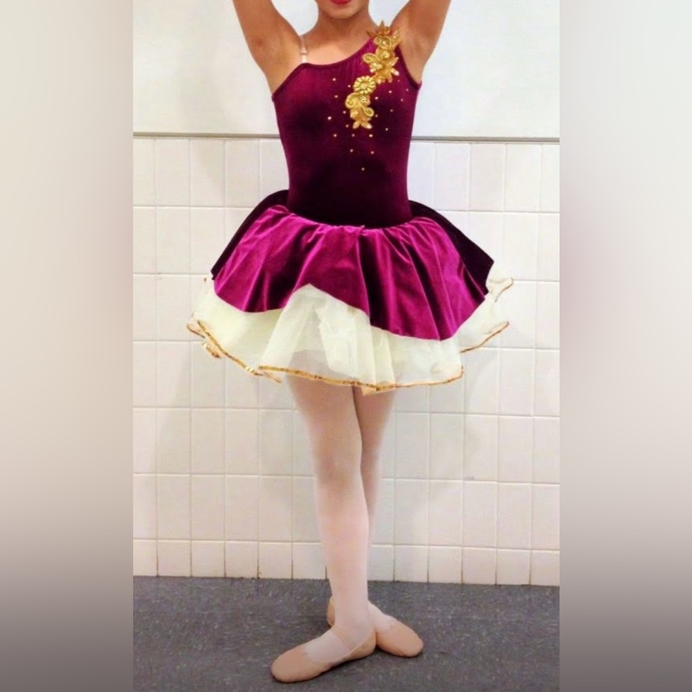 Costume Gallery Ballet Dance Costume Size Large Child Purple, Yellow and Gold🩰